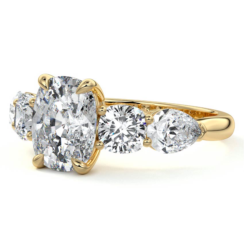 Nola - Cushion Yellow Gold Lab Grown Diamond Engagement Ring | Nura Lab