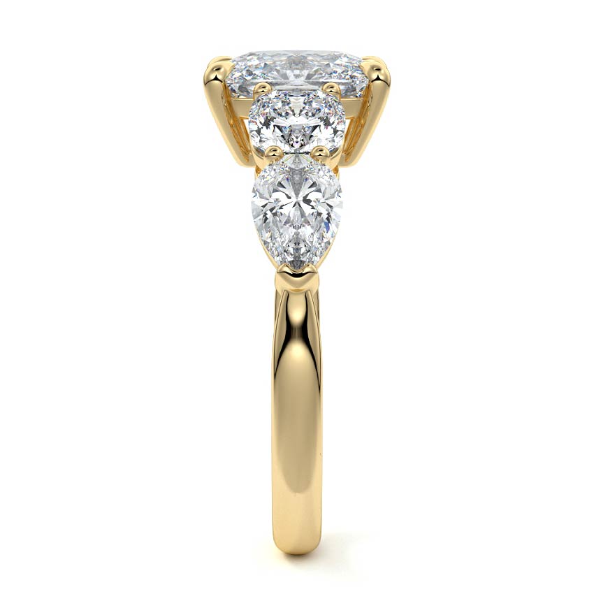 Nola - Cushion Yellow Gold Engagement Ring Side View | Nura Lab