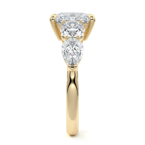Nola - Cushion Yellow Gold Engagement Ring Side View | Nura Lab