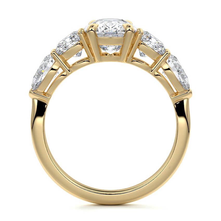 Nola - Cushion Yellow Gold Engagement Ring Profile View | Nura Lab