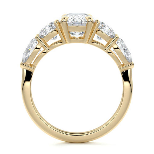 Nola - Cushion Yellow Gold Engagement Ring Profile View | Nura Lab
