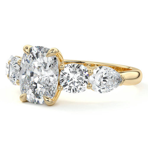 Nola - Cushion Yellow Gold Engagement Ring Detail View | Nura Lab