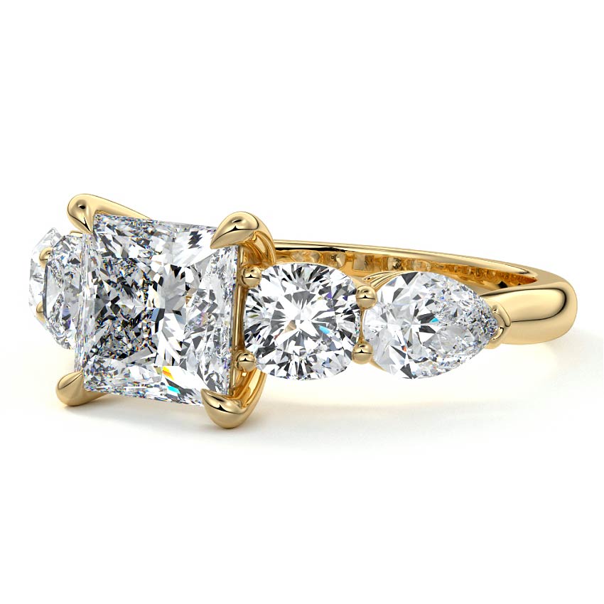 Nola - Princess Yellow Gold Lab Grown Diamond Engagement Ring | Nura Lab