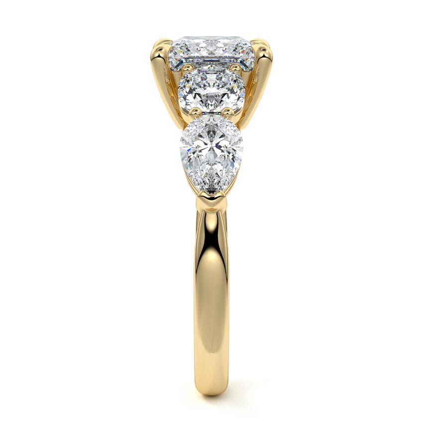 Nola - Princess Yellow Gold Engagement Ring Side View | Nura Lab