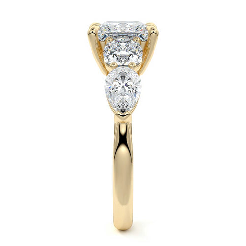 Nola - Princess Yellow Gold Engagement Ring Side View | Nura Lab