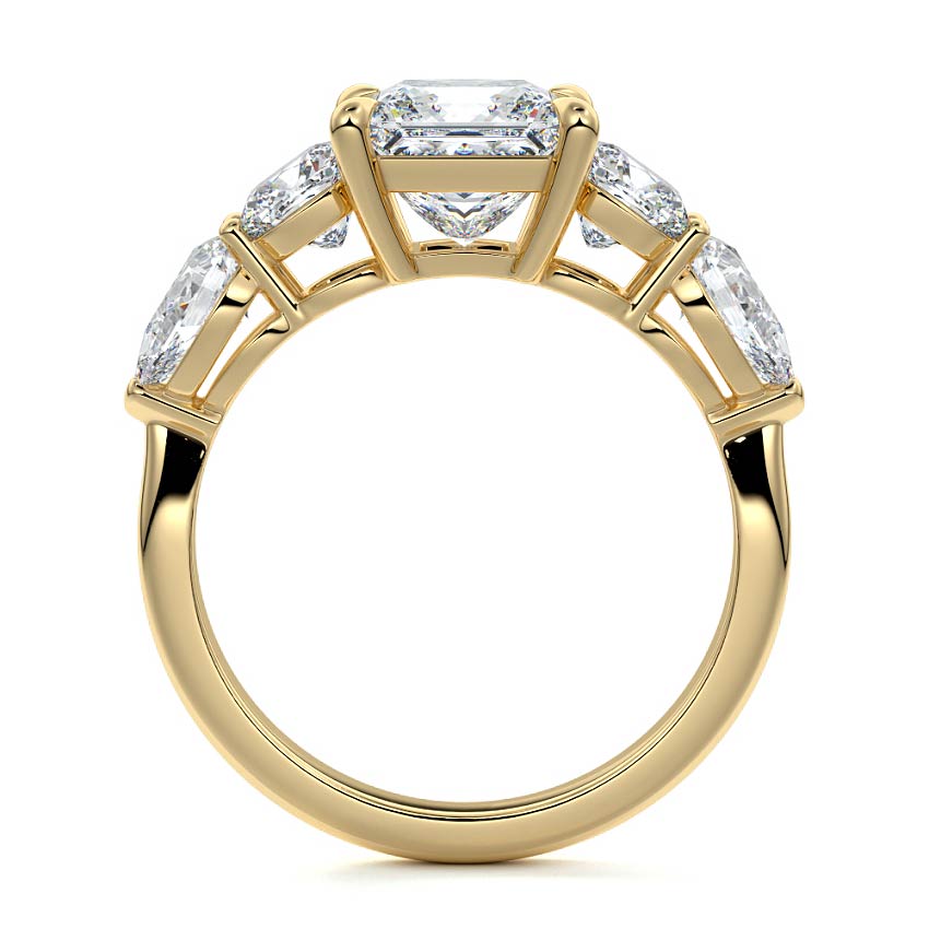 Nola - Princess Yellow Gold Engagement Ring Profile View | Nura Lab