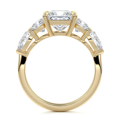 Nola - Princess Yellow Gold Engagement Ring Profile View | Nura Lab