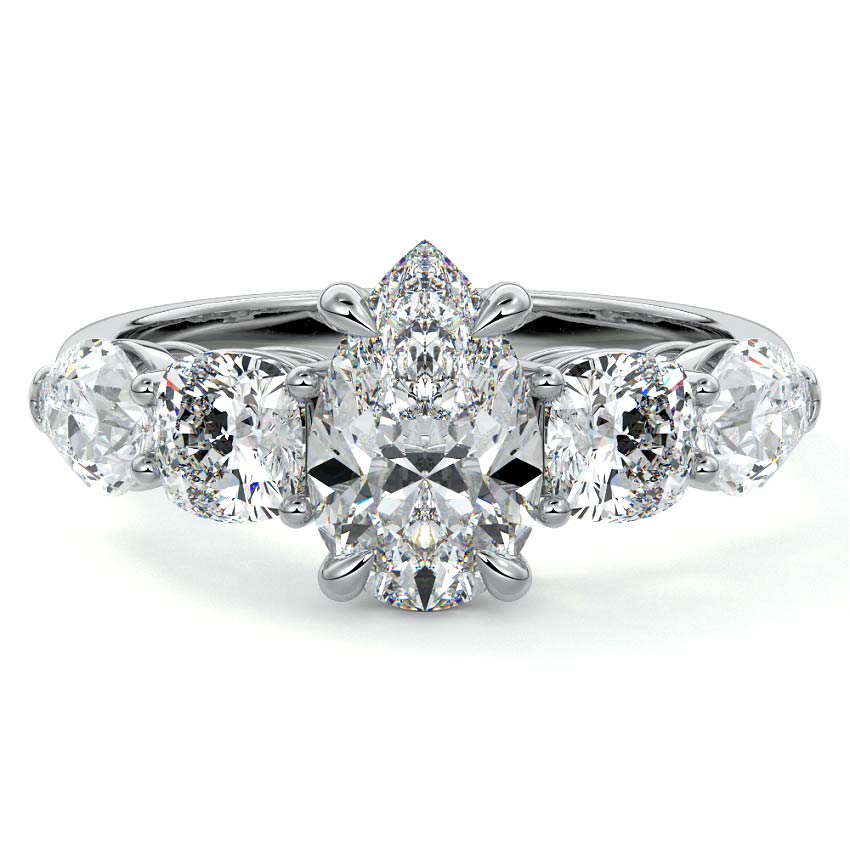 Nola pear multi-stone lab grown diamond engagement ring in white gold