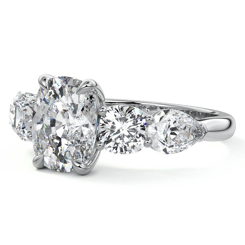 Nola cushion multi-stone lab grown diamond engagement ring in white gold