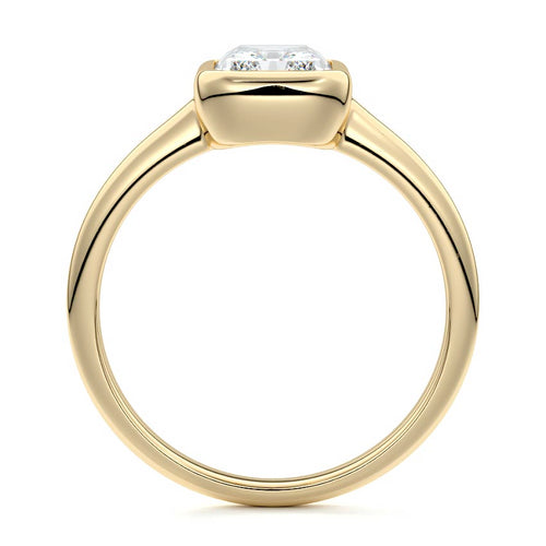 Oriana - Radiant Yellow Gold Engagement Ring Profile View | Nura Lab
