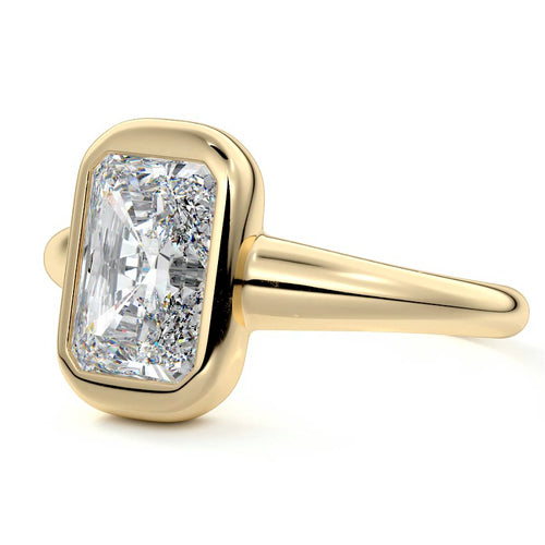 Oriana - Radiant Yellow Gold Engagement Ring Detail View | Nura Lab