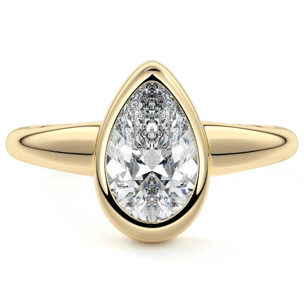 Oriana - Pear Bezel Solitaire Lab Grown Diamond Engagement Ring