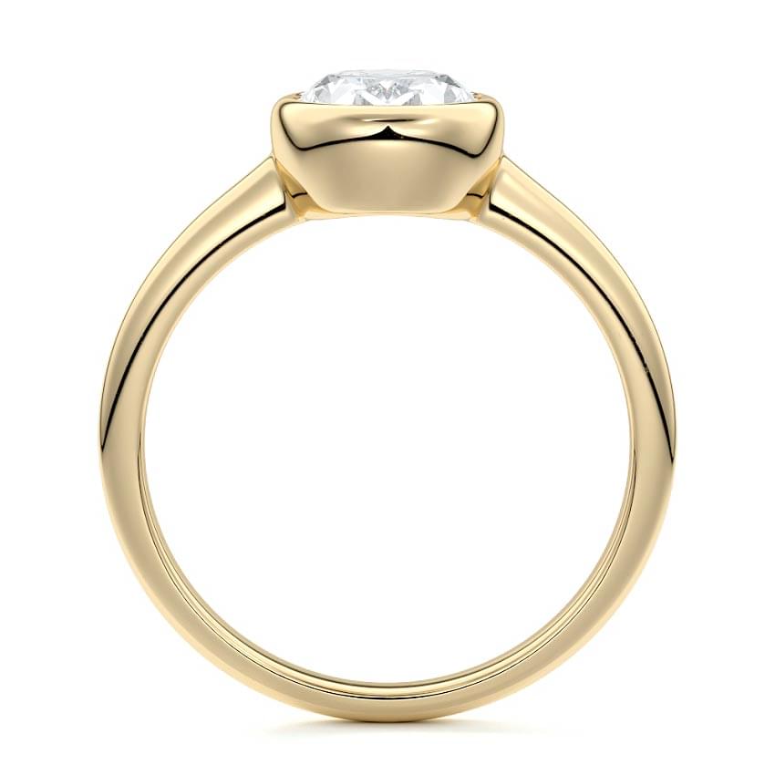 Oriana oval bezel solitaire lab grown diamond engagement ring in yellow gold