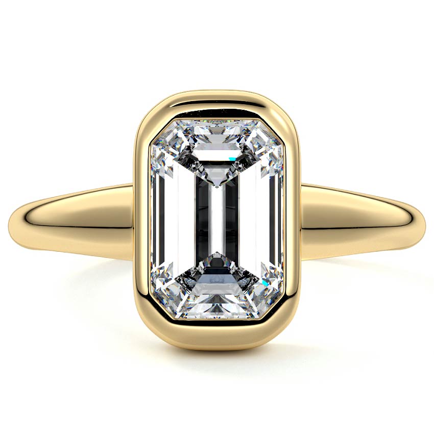 Oriana - Emerald Cut Yellow Gold Lab Grown Diamond Engagement Ring | Nura Lab
