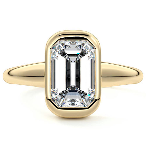 Oriana - Emerald Cut Yellow Gold Lab Grown Diamond Engagement Ring | Nura Lab