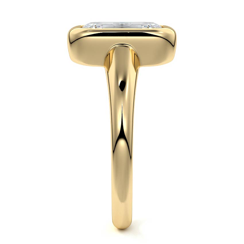 Oriana - Emerald Cut Yellow Gold Engagement Ring Side View | Nura Lab