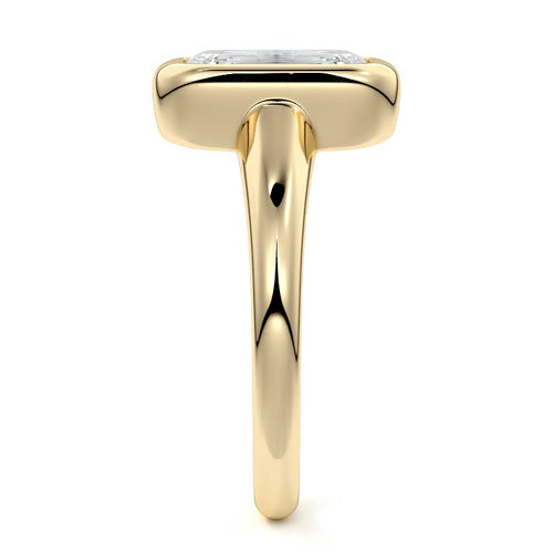 Oriana - Emerald Cut Yellow Gold Engagement Ring Side View | Nura Lab