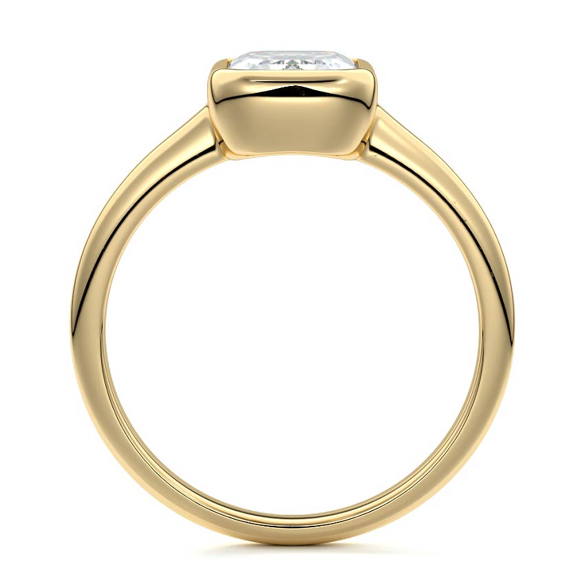 Oriana - Emerald Cut Yellow Gold Engagement Ring Profile View | Nura Lab