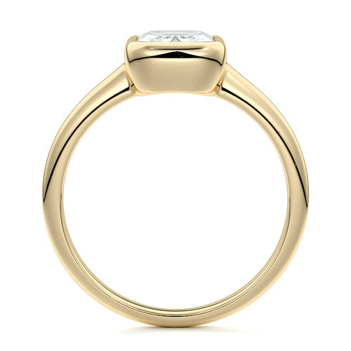 Oriana - Emerald Cut Yellow Gold Engagement Ring Profile View | Nura Lab