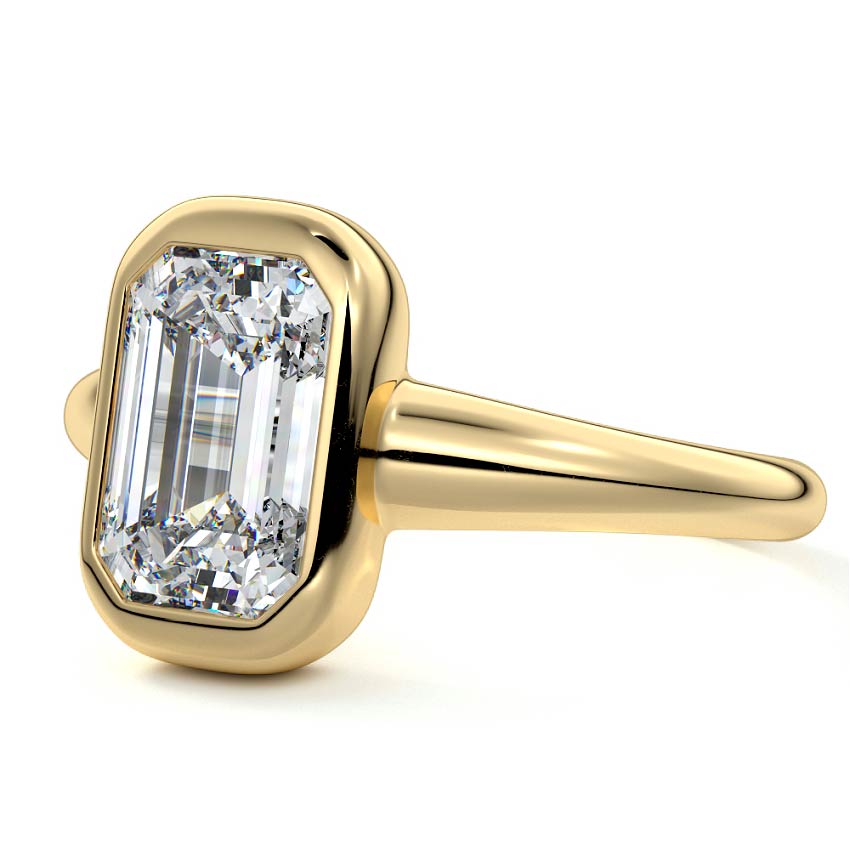 Oriana - Emerald Cut Yellow Gold Engagement Ring Detail View | Nura Lab