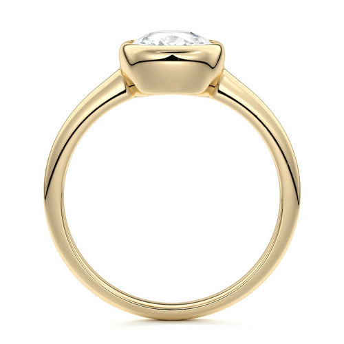 Oriana - Cushion Yellow Gold Engagement Ring Profile View | Nura Lab