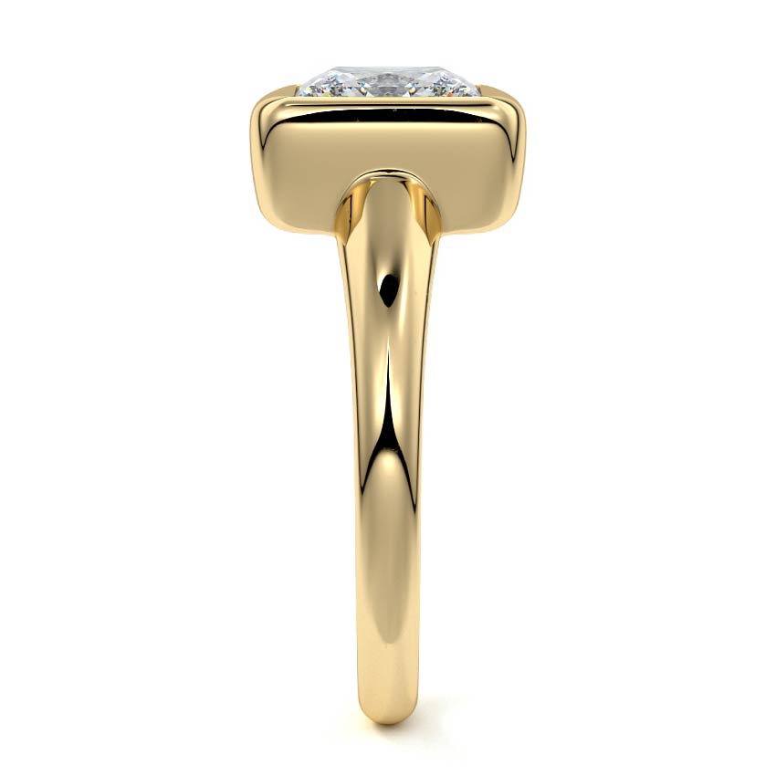 Oriana princess bezel solitaire lab grown diamond engagement ring in yellow gold