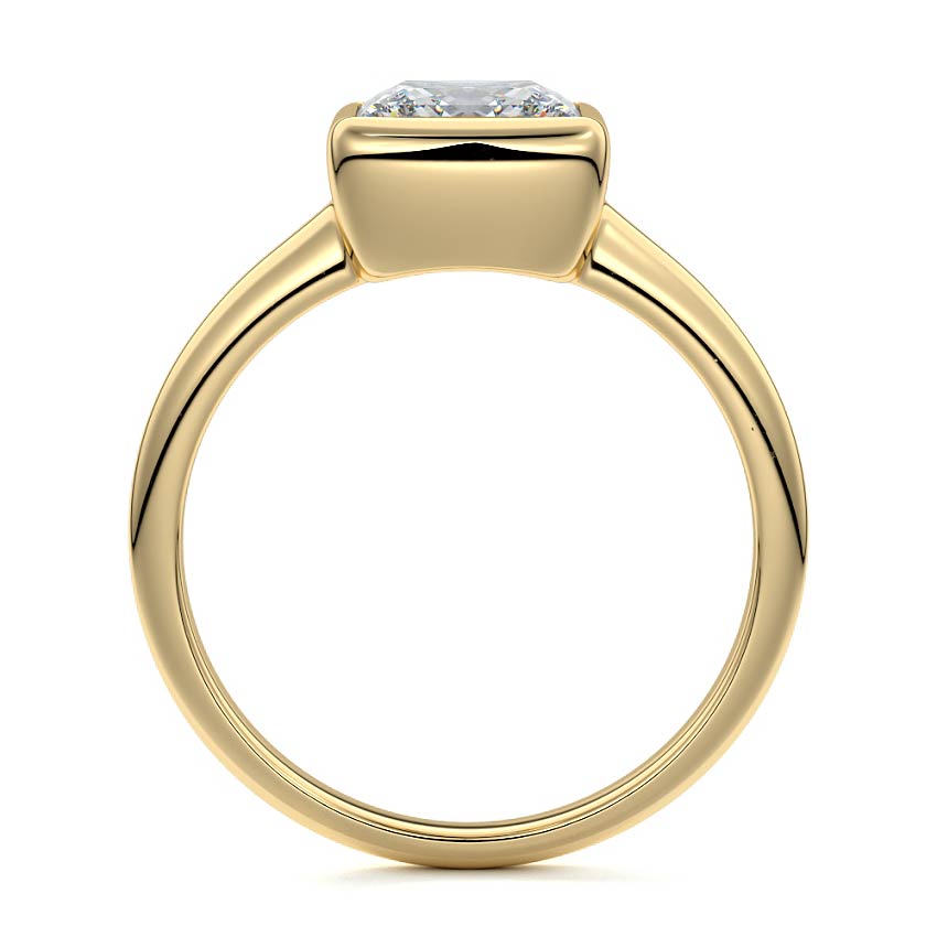 Oriana - Princess Yellow Gold Engagement Ring Profile View | Nura Lab