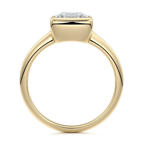Oriana - Princess Yellow Gold Engagement Ring Profile View | Nura Lab
