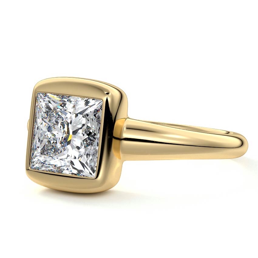 Oriana - Princess Yellow Gold Engagement Ring Detail View | Nura Lab