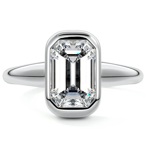 Oriana - Emerald Cut White Gold Lab Grown Diamond Engagement Ring | Nura Lab