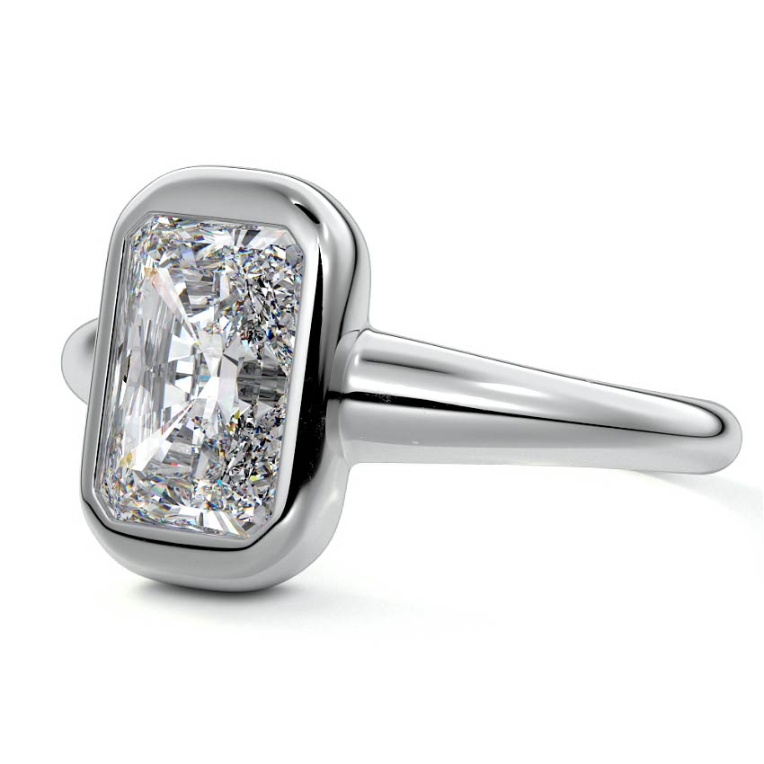 Oriana radiant bezel solitaire lab grown diamond engagement ring in platinum