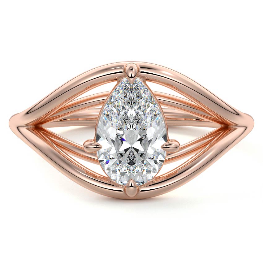 Orla pear split shank solitaire lab grown diamond engagement ring in rose gold