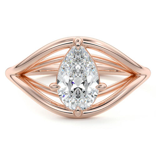 Orla pear split shank solitaire lab grown diamond engagement ring in rose gold