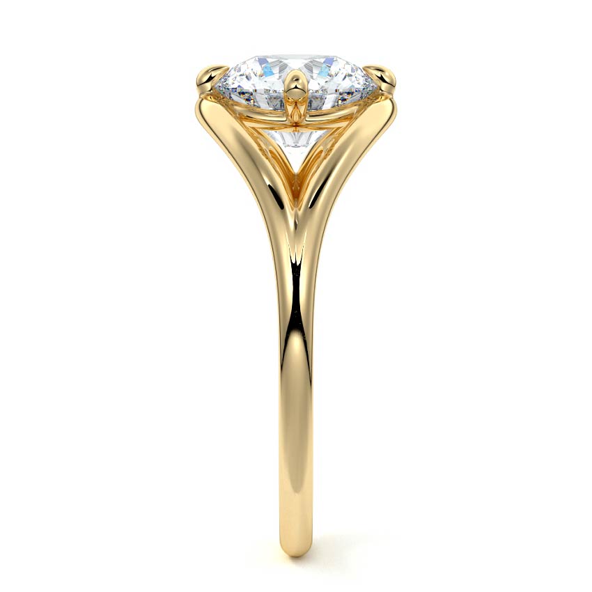 Orla - Round Yellow Gold Engagement Ring Side View | Nura Lab