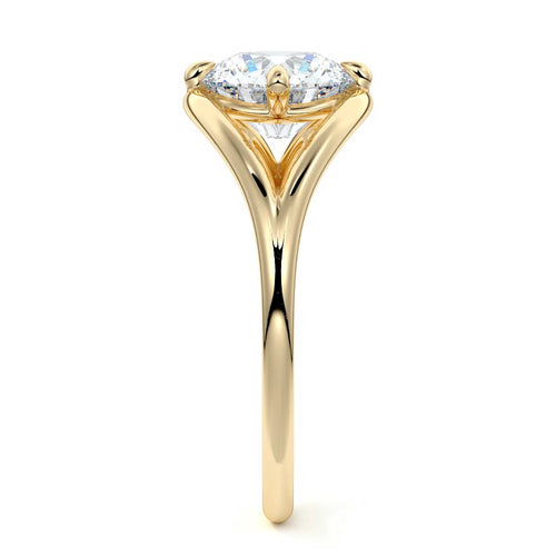 Orla - Round Yellow Gold Engagement Ring Side View | Nura Lab