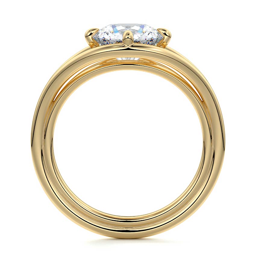 Orla - Round Yellow Gold Engagement Ring Profile View | Nura Lab