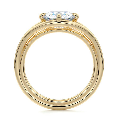 Orla - Round Yellow Gold Engagement Ring Profile View | Nura Lab