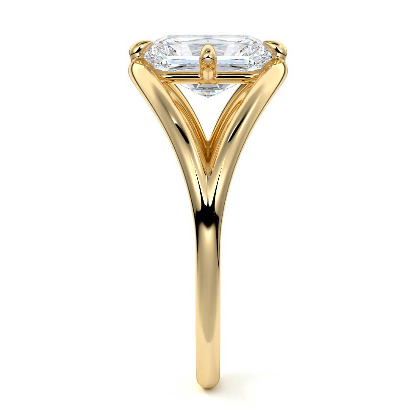 Orla - Radiant Yellow Gold Engagement Ring Side View | Nura Lab