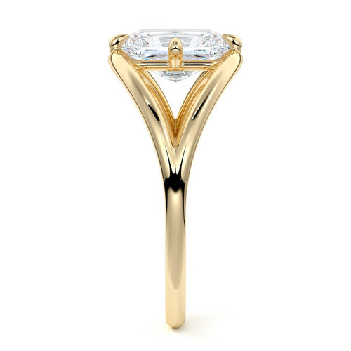 Orla - Radiant Yellow Gold Engagement Ring Side View | Nura Lab