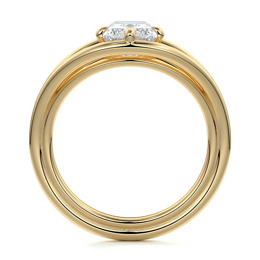 Orla - Radiant Yellow Gold Engagement Ring Profile View | Nura Lab