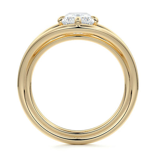 Orla - Radiant Yellow Gold Engagement Ring Profile View | Nura Lab