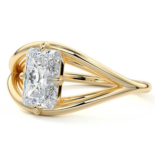 Orla - Radiant Yellow Gold Engagement Ring Detail View | Nura Lab
