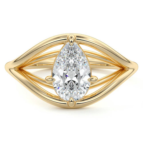 Orla - Pear Yellow Gold Lab Grown Diamond Engagement Ring | Nura Lab