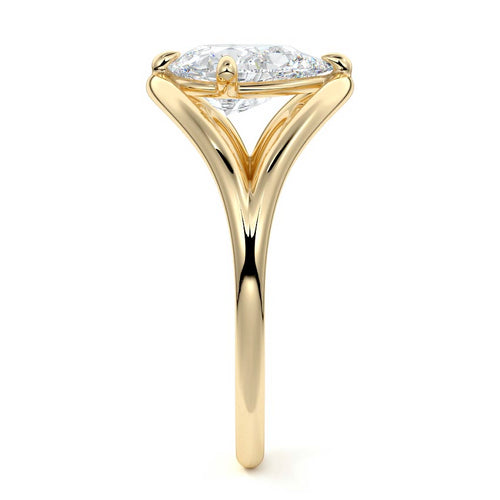 Orla - Pear Yellow Gold Engagement Ring Side View | Nura Lab