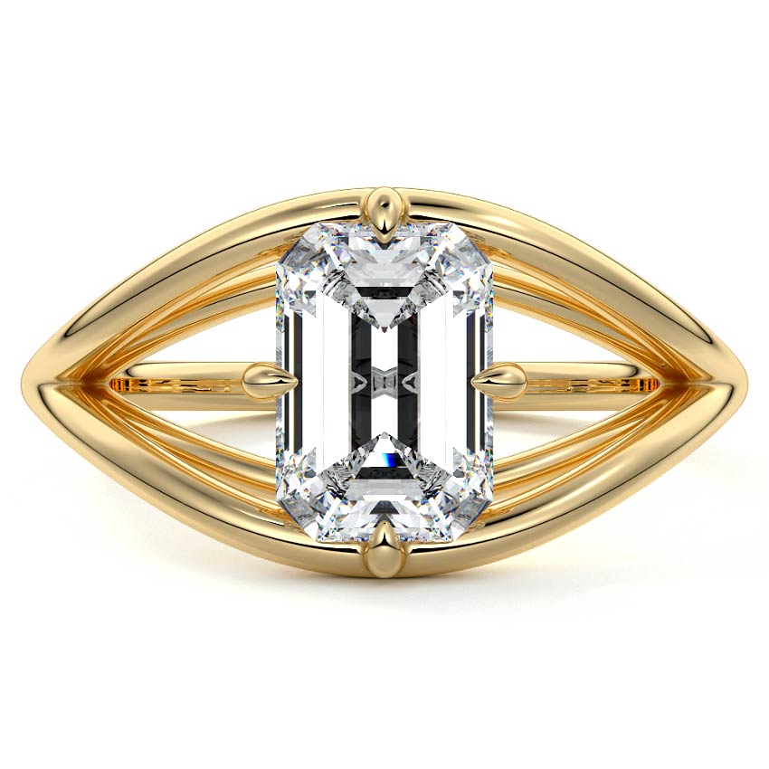 Orla - Emerald Cut Yellow Gold Lab Grown Diamond Engagement Ring | Nura Lab