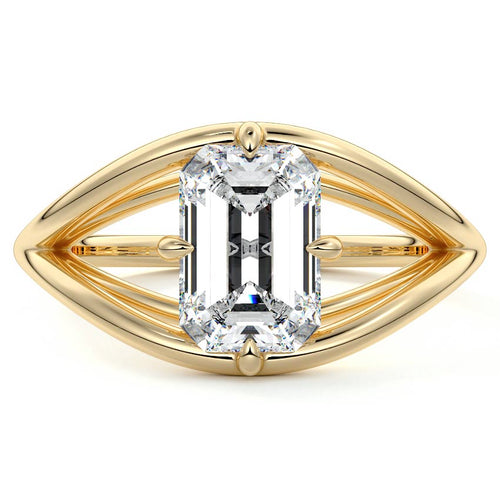 Orla - Emerald Cut Yellow Gold Lab Grown Diamond Engagement Ring | Nura Lab