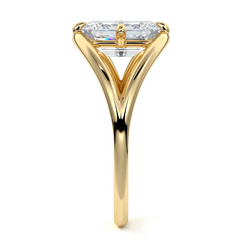 Orla - Emerald Cut Yellow Gold Engagement Ring Side View | Nura Lab