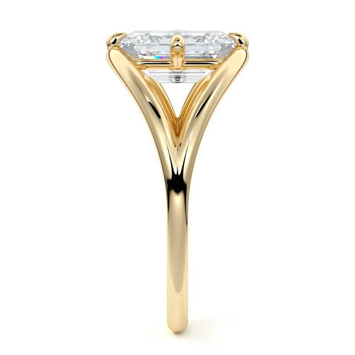 Orla - Emerald Cut Yellow Gold Engagement Ring Side View | Nura Lab