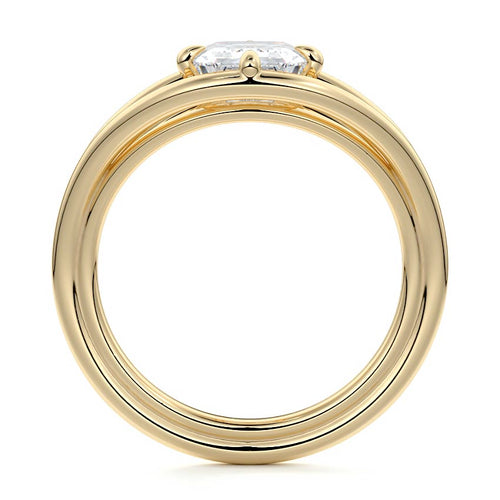 Orla - Emerald Cut Yellow Gold Engagement Ring Profile View | Nura Lab