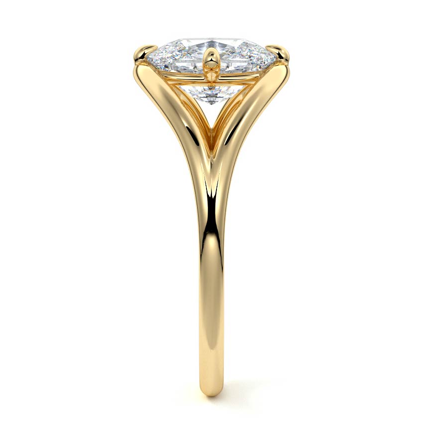 Orla - Cushion Yellow Gold Engagement Ring Side View | Nura Lab
